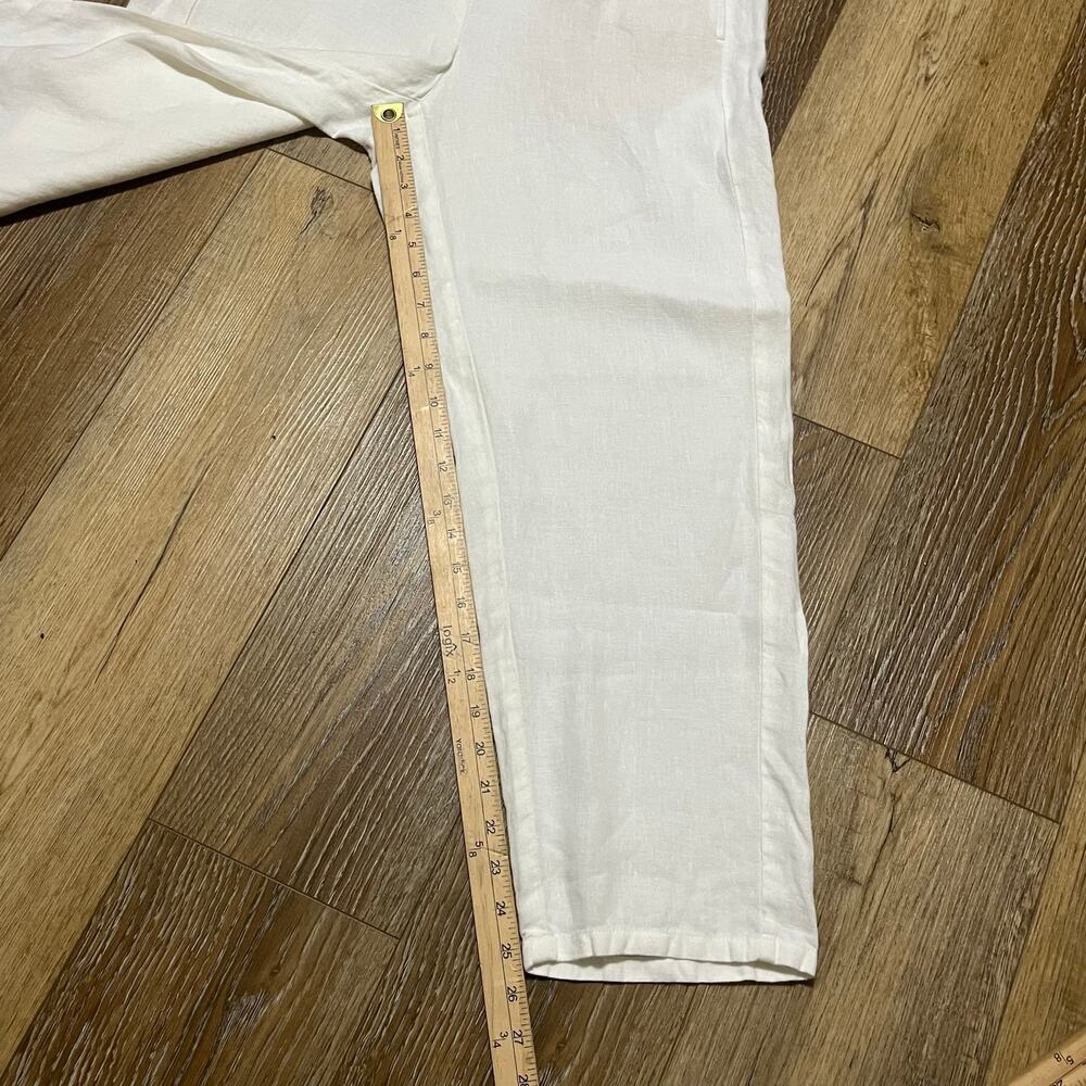 J Jill Love Linen Cropped Pull On Pants S Tall Pockets White Beach Minimalist - Picture 6 of 6